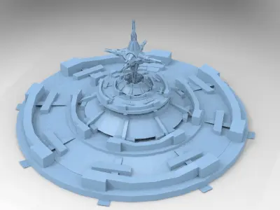 Babylon AD Sci fi garden structure fountain  Low-poly 3D model