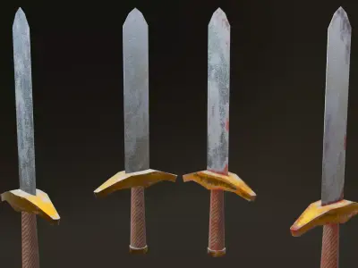 Low-poly Game-ready Sword with Rusty Texture Free low-poly 3D model