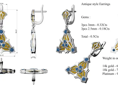 Antique style Earrings 3D print model