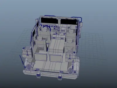 HUMMER military vehicle with gun on top 3D model