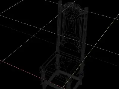 Stiff Back Cuscioned Wooden Chair Free low-poly 3D model