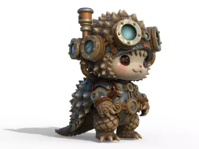 Steampunk Hedgehog Explorer 3D model