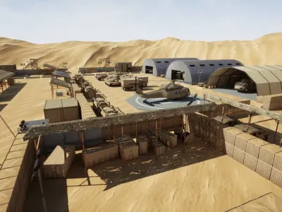Military Base Stylized Environment Low-poly 3D model