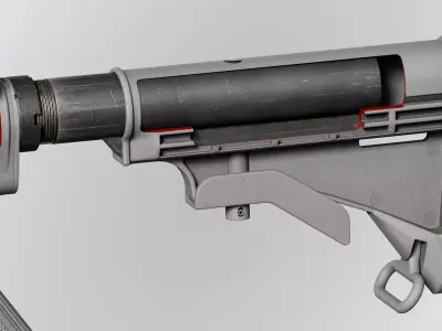 AR15 M4A1 Modular Buffer Tube Customizable Low-poly 3D model