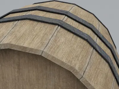 Wooden Barrel PBR Low-poly 3D model