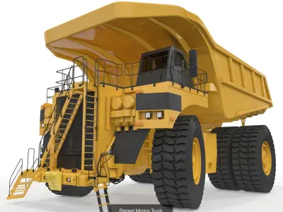 Two Mining Excavator and One Mining Truck 3D Model Pack
