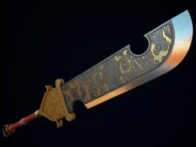 Chinese Great Broadsword Low-poly 3D model