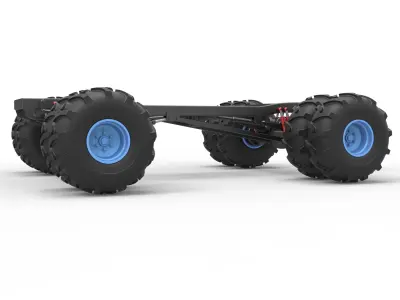Chassis of vintage monster truck double wheels Scale 1 to 25 3D print model purchase