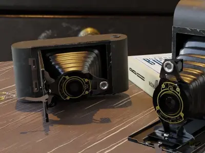 Camera Kodac No2 old model Low-poly 3D model