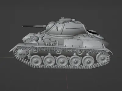 T80 light tank Low-poly 3D model