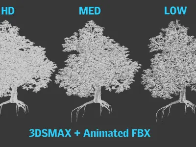 Small trees and bushes Animated (2) 3D model