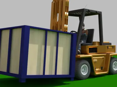 Modern Shelf Model scene with forklift 3D model
