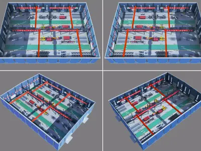 Inside the steel bar production factory 3D model