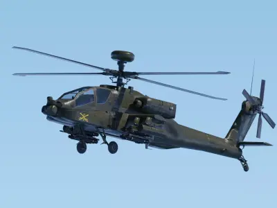 Boeing AH-64D Apache With Weapons Fully-Rigged Game Ready  Low-poly 3D model