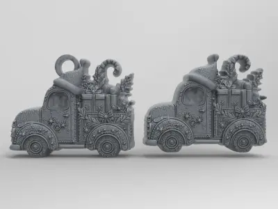 christmas truck decor  3D print model