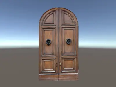 Brown wooden old Door Low-poly 3D model