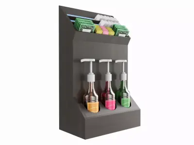 Coffee bar organizer holder for sugar syrups tea 3D model