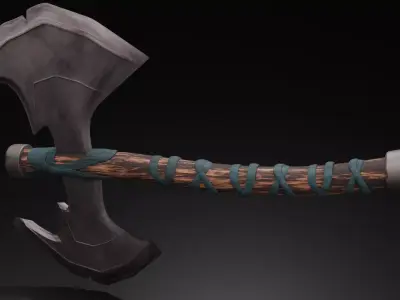 Brutal Double Bladed Axe Low-poly 3D model