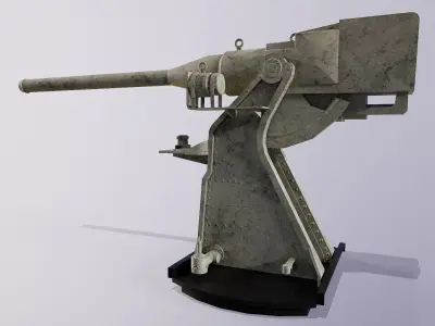 universal deck gun 34-K 76 mm  mod 1935 H Low-poly 3D model