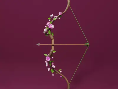 Bloom Bow lowpoly Low-poly 3D model