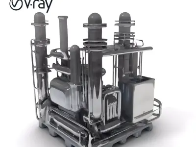 Industrial Refinery Equipment D Model Pack Low-poly 3D model