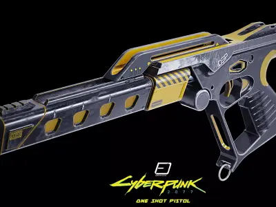 Cyberpunk PBR One Shot Pistol Low-poly 3D model