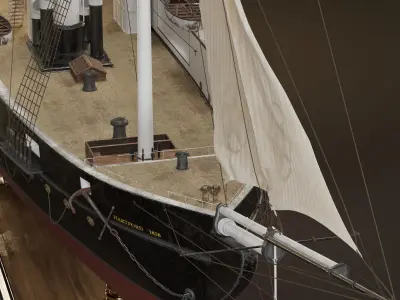 Steamsail Hartford Sail Warship 3D model