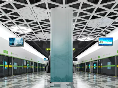 Modern style subway platform design 3D model