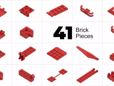 TwindBricks3D - 41 Piece Hinge Part Collection - Part 2 3D print model