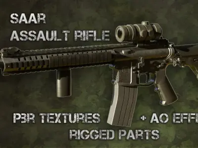 SAAR Assault Rifle Low-poly 3D model