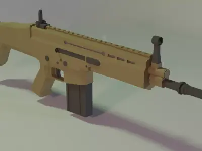 Scar H Assault Rifle  Low-poly 3D model