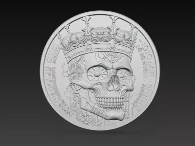 Steampunk Crown Skull Medallion Relief 3D Model 3D print model