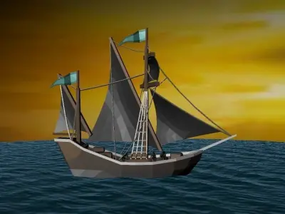 Ship in ocean 3D model