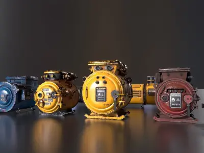 Mine Props Industrial Low-poly 3D model