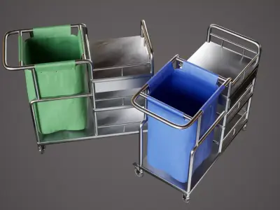 Waste Trolley - PBR Game Ready - LOW POLY Low-poly 3D model