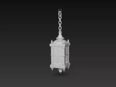 Medieval Hanging Lantern with Candle - PBR Low Poly Game Ready Low-poly 3D model