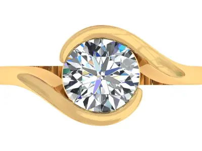 Round Stone Bypass Ring 3D print model