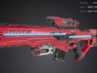 Red Rifle Gun 3D model