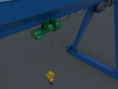 PBR Single Girder Gantry Crane V1 - BLUE Low-poly 3D model