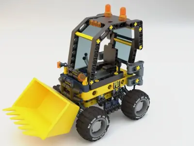 Lego Bulldozer and worker Tim 3D model