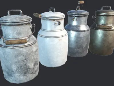 Old Rusty Milk Jugs Low-poly 3D model
