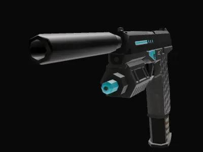 Stylized Sci-Fi Battle Pistol Free low-poly 3D model
