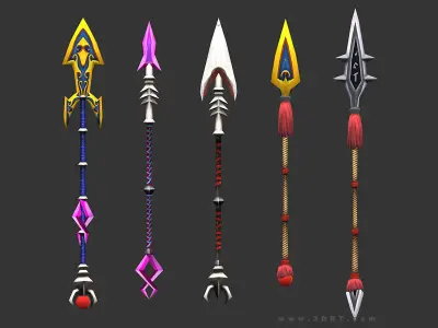 3DRT - fantasy arms Spears Low-poly 3D model