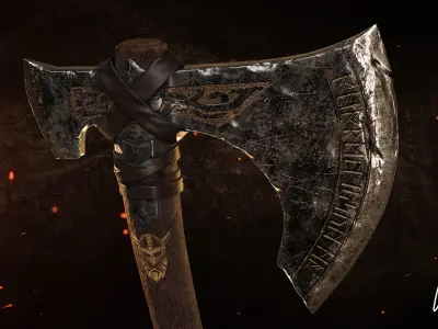 Viking Axe Low-poly 3D model 31