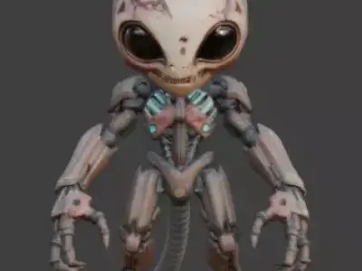 Stylized Bio-Tech Alien 3D Model Low-poly 3D model