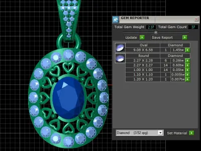 ANTIQUE BLUE SAPPHIRE PENDANT 3D PRINTABLE MODEL 3D print model
