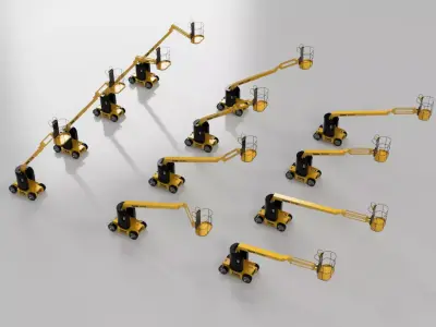 Construction Boom Lift 3D Model Pack - 12 Positions 3D model