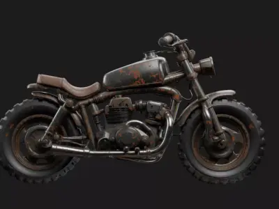 Custom Retro Motorcycle 3D model