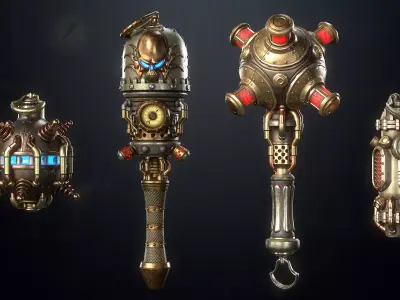 The SteamPunk Grenades Pack Low-poly 3D model