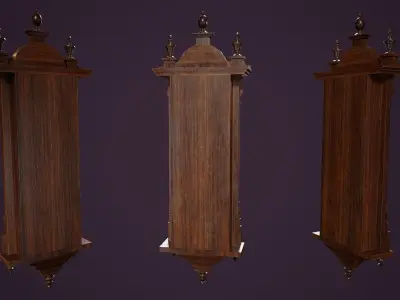 Antique Wall Clock Low-poly 3D model